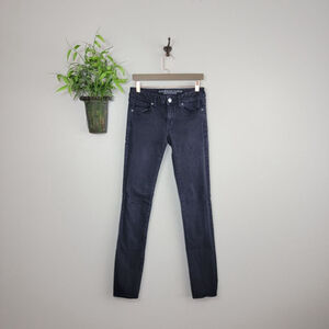 American Eagle Vintage Skinny Jeans Jeggings Black Wash Low Rise Y2K AE 6 X Long